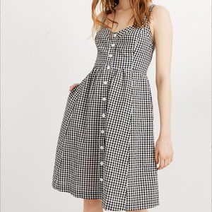 Black & White Gingham Smocked Back Dress